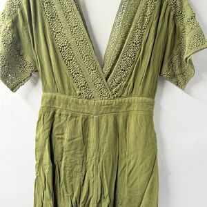 Forever 21 Olive Dress with Lace Detail